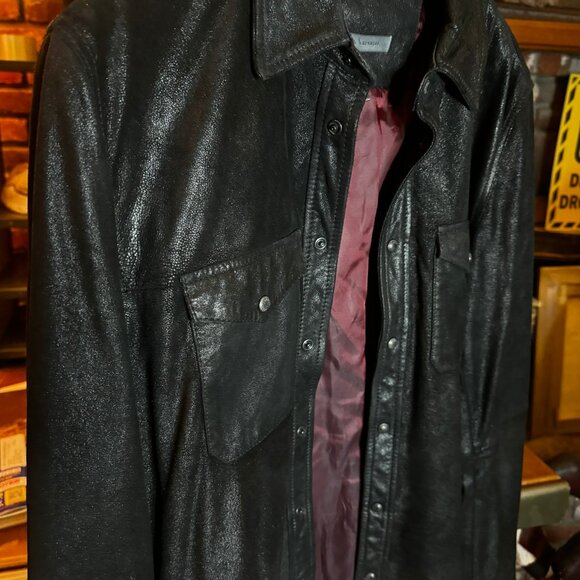$698 JOHN VARVATOS Lionell Goatskin BLACK LEATHER JACKET (sz 50) - Picture 3 of 7